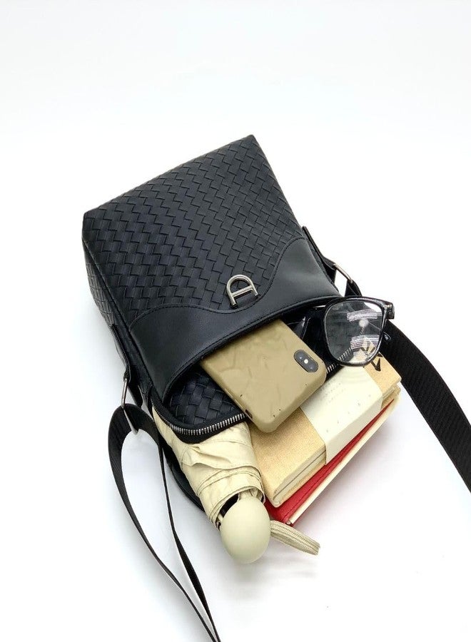 abrazo Sling Cross Body Messenger Bag For Men | Multi Pocket Shoulder Bag, Faux Leather, Black - Image 2